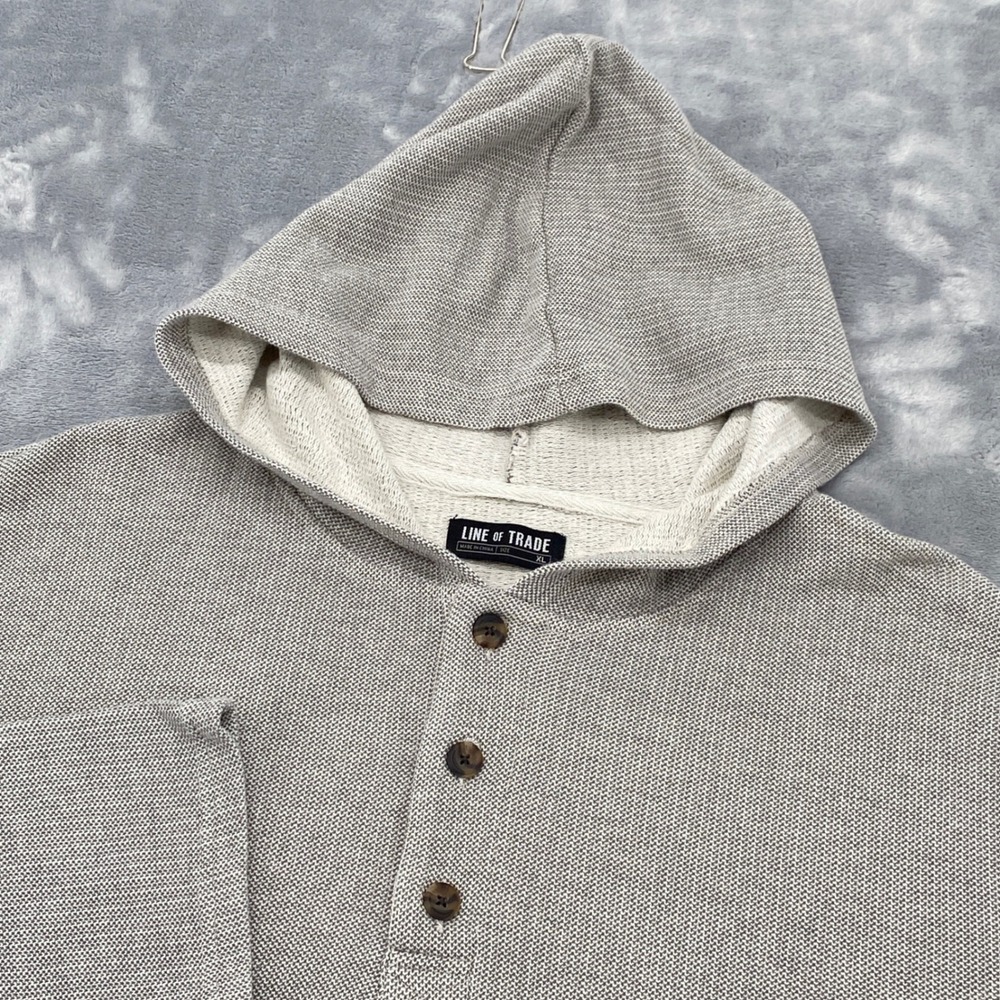 Line of Trade Hoodie Mens XL Gray Breakers Beach Henley Surfer Sweatshirt